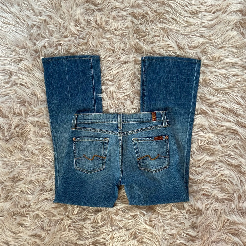7FAMK - Medium Wash Denim ‘Flare Low Rise’ Jeans